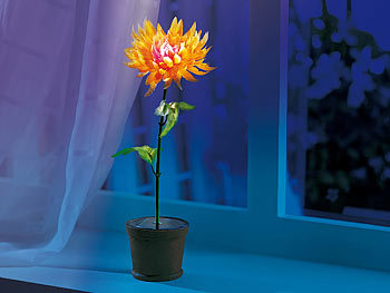 Lunartec Solar-Blumentopf (künstliche Pflanze) mit Farbwechsel-LED