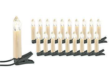Lichterkette Christbaum: Lunartec LED-Weihnachtsbaum-Lichterkette mit 20 Kerzen, 3 Watt
