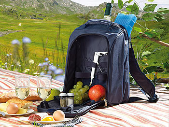 Xcase Thermo-Picknick-Rucksack mit Kühlfach, bestückt für 2 Personen