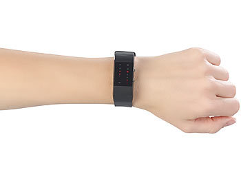 St. Leonhard Binär-Armbanduhr "Future Line" mit roter Anzeige, für Damen