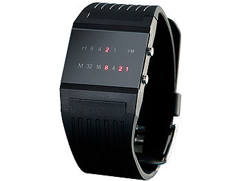 St. Leonhard Binär-Armbanduhr "Future Line" mit roter Anzeige, für Herren