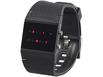 St. Leonhard Binär-Armbanduhr "Future Line" mit roter Anzeige, für Herren