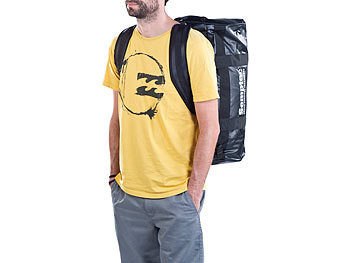 Semptec 2in1-Rucksack-Reisetasche aus reißfester Lkw-Plane, 65 l
