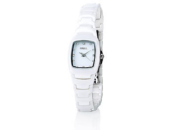 Crell Damenuhr mit hochwertigem Keramik-Armband, weiß (Versandrückläufer)