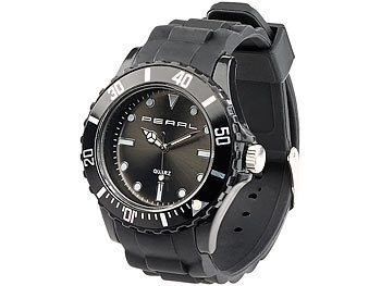 PEARL Silikon Armbanduhr schwarz