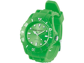Armbanduhr wasserdicht: PEARL Silikon Armbanduhr grün