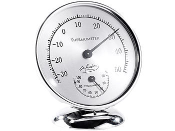 analog innen Thermometer: infactory Analoges Thermometer mit Hygrometer, 10 cm