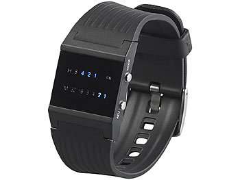 LED Armbanduhr: St. Leonhard Binär-Armbanduhr "Future Line" mit blauer Anzeige, für Herren