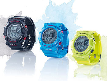 PEARL sports Digitale Armbanduhr mit Stoppuhr, blau