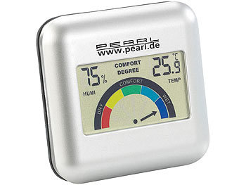 Thermometer innen: PEARL Digitales Hygrometer mit Thermometer und grafischer Anzeige