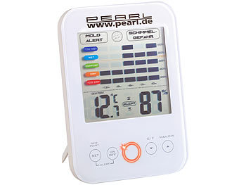 Schimmelalarm: PEARL Digital-Hygrometer/Thermometer mit Schimmel-Alarm und LCD-Display