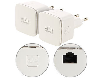 Accesspoint: 7links 2er-Set Mini-WLAN-Repeater WLR-350.sm mit Access-Point & WPS-Knopf
