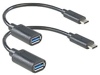 Adapter USB C auf USB: auvisio 2er-Set USB-3.0-Anschlusskabel C-Stecker auf A-Buchse, 15 cm