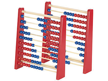 Lernspielzeug: Playtastic 2er-Set Holz-Rechenschieber mit 100 Holzperlen, 2 Farben (blau & rot)