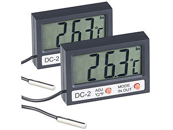 Wasserthermometer: infactory 2er Pack Digitales Aquarium-Thermometer mit Uhrzeit und LCD-Display