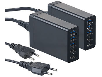 Mehrfach USB Ladegerät: revolt 2er-Set 5-Port-USB-Netzteil mit dynamischer Ladestrom-Anpassung, 40 W