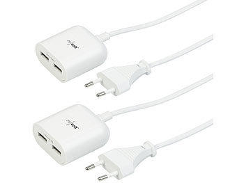 USB Laden: revolt 2er-Set 2Port-USB-Netzteil mit 150cm-Kabel und Smart-Power-Technologie