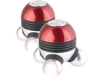 Massage-Geräte: newgen medicals 2er-Set Mini-Vibrations-Massagegeräte mit 3 Köpfen & LED-Beleuchtung