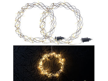 Lichtkranz Weihnachten: Lunartec 2er-Set LED-Lichterkränze für Fenster, Türen u.v.m., 32 warmweiße LEDs