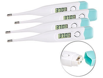 Babythermometer: PEARL 4er-Set Medizinische Fieberthermometer mit Fieberalarm, digital, IP27