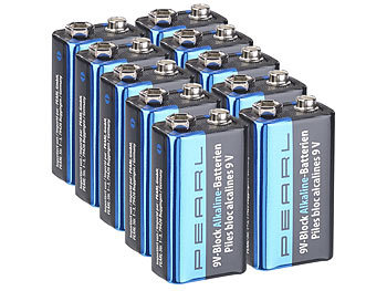 Blockbatterie: PEARL 10er-Set 9V-Block Alkaline-Batterien
