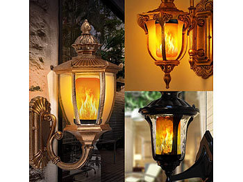 Luminea 2er-Set LED-Lampen mit Flammeneffekt, 3 Beleuchtungs-Modi, E27, 2 W