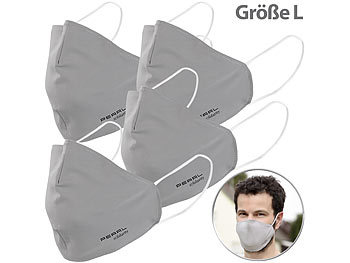Filterstoff Masken: PEARL 4er-Set Mund-Nasen-Stoffmasken mit Filter-Textil, waschbar, Gr. L