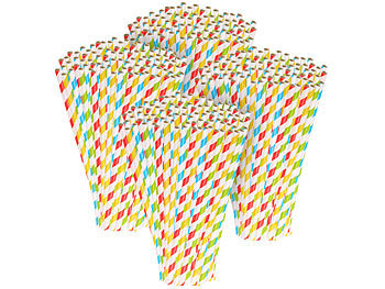 Cocktailhalme: PEARL 400 Retro Papier-Trinkhalme in 4 Farben, gestreift, lebensmittelecht