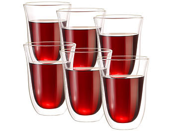 Glas-Tasse: Cucina di Modena 6er-Set doppelwandige Trinkgläser, Borosilikat-Glas, spülmaschinenfest