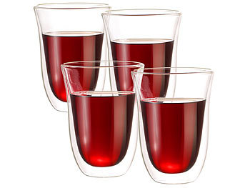 Isolierende Gläser: Cucina di Modena 4er-Set doppelwandige Trinkgläser, Borosilikat-Glas, spülmaschinenfest