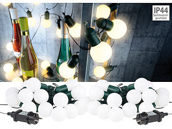 LED-Party-Lichterkette: Lunartec 2er-Set LED-Lichterkette mit je 20 Lämpchen, 1,2 W, warmweiß,  IP44