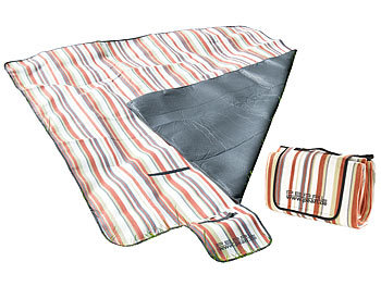 Picknikdecke: PEARL Fleece-Picknick-Decke 200 x 175 cm, wasserabweisende Unterseite