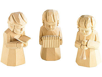 geschnitzte Krippenfiguren: infactory Schnitzfiguren-Trio aus Holz "Weihnachtsmusikanten"