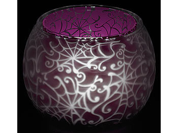 Halloween Windlicht: infactory Doppelglas-Windlicht "Spinnennetz"