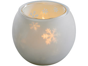Teelichthalter: infactory Doppelglas-Windlicht "Schneekristall"