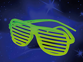 PEARL Nachleuchtende Partybrille mit Lamellen, Glow-in-the-dark