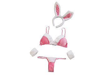 infactory Sexy Bunny-Kostüm mit Ohren & Bommelschwanz, XL