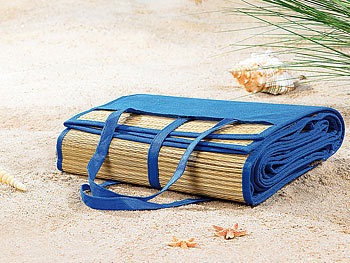 PEARL 3er-Set faltbare Bast-Strandmatten mit Tragegriffen, 180 x 90 cm
