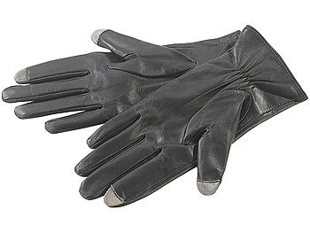 Lederhandschuhe: PEARL urban Touchscreen-Handschuhe, Ziegenleder, f. Herren, Gr. 8 (M)