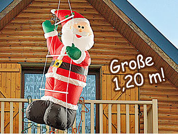 infactory Selbstaufblasender XXL Weihnachtsmann auf Leiter, 120 cm