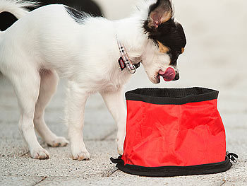 PEARL 2er-Set Ultrakompakt faltbarer Reise-Hundenapf für unterwegs, 19x12 cm