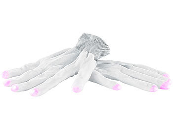 infactory Weiße LED-Disko-Handschuhe mit 6 Leuchtprogrammen, Größe L