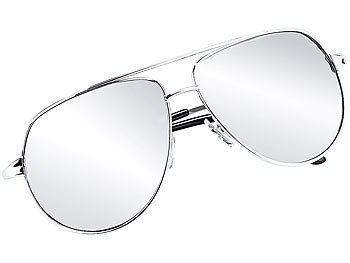PEARL Verspiegelte Sonnenbrille im legendären Piloten-Style (UV-400)