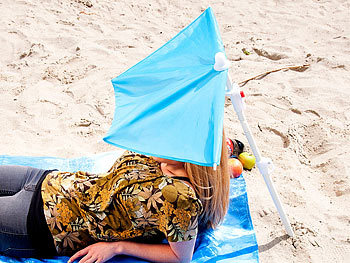 infactory Kleiner Fächer-Sonnenschirm für Strand und Garten