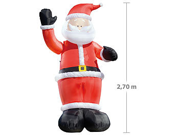 Weihnachtsdeko aussen: infactory Winkender Leucht-Weihnachtsmann, aufblasbar, 270 cm