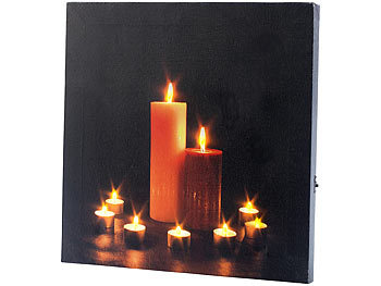 infactory LED-Leinwandbild "Abend" mit Kerzenflackern & Fernbedienung