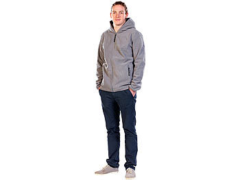 PEARL outdoor Fleece-Jacke mit Kapuze für Männer, Größe S, grau