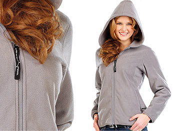 PEARL outdoor Fleece-Jacke mit Kapuze für Damen, Größe XXL, grau