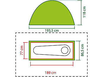 Semptec 4in1-Zelt mit Feldbett, Sommer-Schlafsack und Matratze