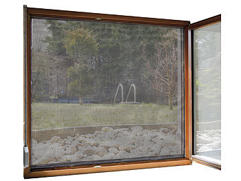 infactory Fliegengitter für Fenster, 130 x 150 cm inkl. Klebeband, 4er